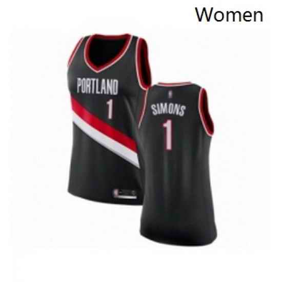 Womens Portland Trail Blazers 1 Anfernee Simons Swingman Black Basketball Jersey Icon Edition